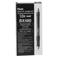 R.S.V.P.&reg; Super RT Retractable Ballpoint Pen, Black, Pack of 12