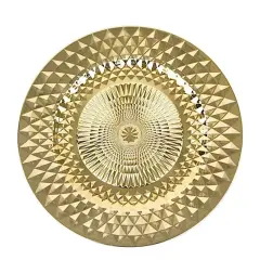 GOLD 6 Metallic 13" Round Plastic CHARGER PLATES Diamond Pattern