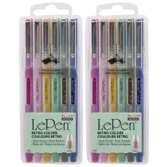 LePen&reg; Micro-Fine Point Pen, Retro, 6 Per Pack, 2 Packs
