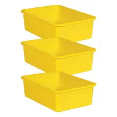 Yellow Large Plastic Storage Bin, Pack of 3