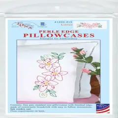 Jack Dempsey Stamped Pillowcases W/White Perle Edge 2/Pkg-Lillies
