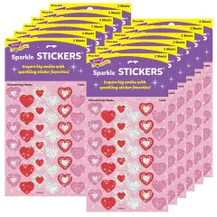 Shimmering Hearts Sparkle Stickers&reg;, 72 Per Pack, 12 Packs