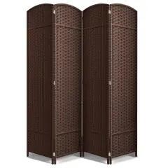 Sorbus 4 Panel Room Divider Panel, 6 ft. Tall Extra Wide Double Hinged Panels - Folding Privacy Screens Chocolate