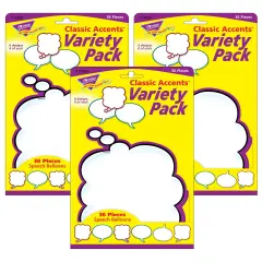 Speech Balloons Classic Accents&reg; Variety Pack, 36 Per Pack, 3 Packs