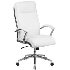 Merrick Lane Lombard High-Back Office Chair with Padded Arms Ergonomic Executive Swivel Task Chair with Headrest White