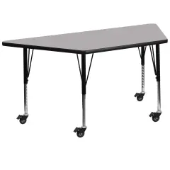 Emma and Oliver Mobile 29x57 Trapezoid Laminate Preschool Activity Table Gray