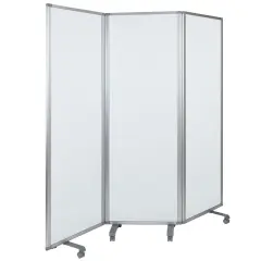 Emma and Oliver Mobile Magnetic Whiteboard 3 Section Partition with Locking Casters, 72"H x 24"W