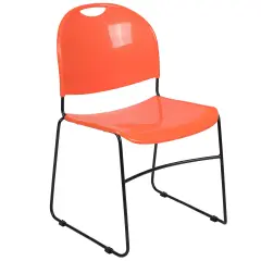 Emma and Oliver Ultra-Compact School Stack Chair - Office Guest Chair/Student Chair OrangePlastic/Black