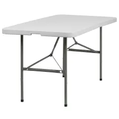 Emma and Oliver 5-Foot Bi-Fold Plastic Folding Table Granite White