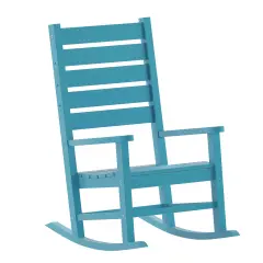 Merrick Lane Fielder Contemporary Rocking Chair, All-Weather HDPE Indoor/Outdoor Rocker Blue