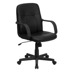 Emma and Oliver Mid-Back Glove Vinyl Executive Swivel Office Chair with Arms Black