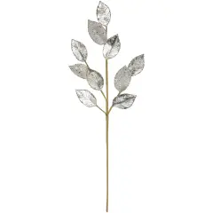 Northlight 28" Platinum Silver and Icy Glitter Leaves Christmas Spray