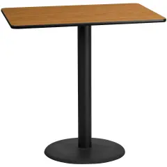 Emma and Oliver 30"x48" Rectangular Laminate Bar Table with 24" Round Base Natural