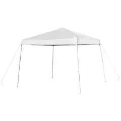 Emma and Oliver Tamar 10'x10'Weather Resistant, UV Coated Pop Up Canopy Tent with Reinforced Corners, Height Adjustable Frame and Carry Bag White