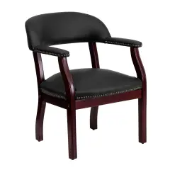 Emma and Oliver Conference Chair with Accent Nail Trim Black LeatherSoft