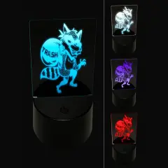 Raccoon Trash Bandit Thief 3D Illusion LED Night Light Sign Nightstand Desk Lamp