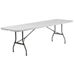 Emma and Oliver 8-Foot Bi-Fold Plastic Banquet and Event Folding Table with Carrying Handle Granite White