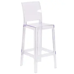 Emma and Oliver Ghost Barstool in Transparent Crystal with Square Back