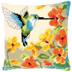 VervacoHummingbird with Flowers Pillow Cover Needlepoint Kit Multi