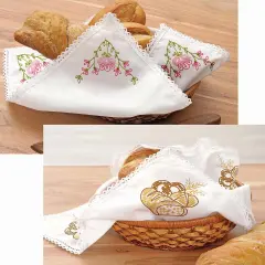Leisure ArtsBread Basket Cloth Set Stamped Embroidery Multi