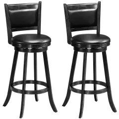 Set of 2 Swivel Bar Height Stool Wood Dining Chair Barstool