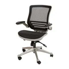 Emma and Oliver Mid-Back Transparent Mesh Executive Swivel Office Chair with Flip-Up Arms BlackMesh/Graphite