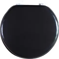 J&V Textiles Soft Round Toilet Seat With Easy Clean & Change Hinge, Padded Black