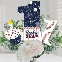 Big Dot of Happiness 1st Birthday Batter Up - Baseball - First Birthday Party Centerpiece Sticks - Table Toppers - Set of 15