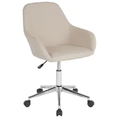 Merrick Lane Roma Home Office Bucket Style Chair with 360 Degree Rotating Swivel Beige Fabric