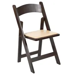 Emma and Oliver Wood Folding Chair with Vinyl Padded Seat Chocolate