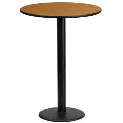 Emma and Oliver 24" Round Laminate Table Top with 18" Round Bar Height Table Base Natural