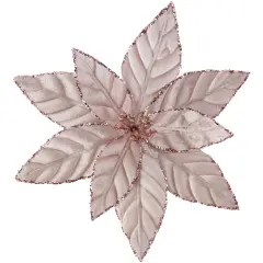 Northlight Glittered Poinsettia Christmas Floral Pick Clip-On Ornament - 10" - Pink
