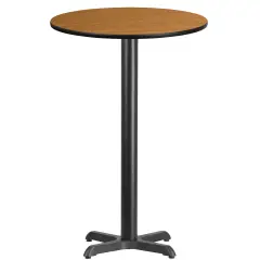 Emma and Oliver 24" Round Laminate Table Top with 22"x22" Bar Height Table Base Natural