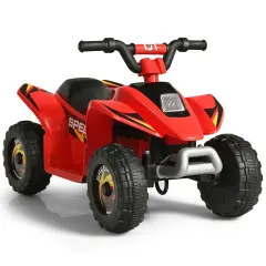 6V Kids Electric 4 Wheels Ride-On Toy with Wear-Resistant Wheels for Indoor Outdoor Use Red