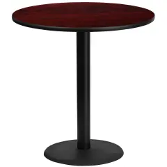 Emma and Oliver 42" Round Laminate Table Top with 24" Round Bar Height Table Base Mahogany