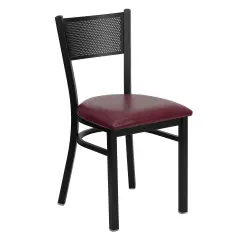 Emma and Oliver Grid Back Metal Restaurant Dining Chair BurgVYL/BlackMetal
