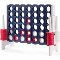 3.5 Feet Tall Jumbo 4 to Score Giant Game Set with 42 Jumbo Rings Grey