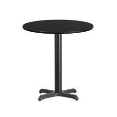 Emma and Oliver 24" Round Laminate Table Top with 22"x22" Table Height Base Black