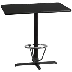 Emma and Oliver 30"x42" Rectangular Laminate Bar Table with 23.5"x29.5" Foot Ring Base Black