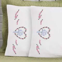 HerrschnersBeverly Pillowcase Pair Stamped Embroidery Multi