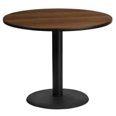 Emma and Oliver 36" Round Laminate Table Top with 24" Round Table Height Base Walnut