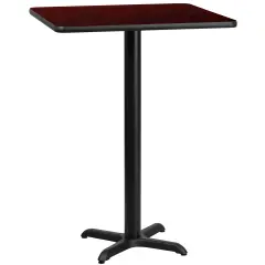 Emma and Oliver 30" Square Laminate Table Top with 22"x22" Bar Height Table Base Mahogany