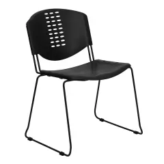 Emma and Oliver 400 lb. Capacity Plastic Stack Chair with Black Frame