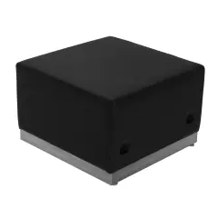 Emma and Oliver Modular Reception Ottoman with Brushed Stainless Steel Base Black