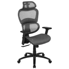 Emma and Oliver Ergonomic Mesh Office Chair-Synchro-Tilt, Headrest, Adjustable Pivot Arms Gray