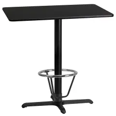 Emma and Oliver 24"x42" Rectangular Laminate Bar Table with 23.5"x29.5" Foot Ring Base Black