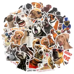 Wrapables Waterproof Vinyl Stickers for Water Bottles, Laptop, Phones, Skateboards, Decals for Teens, 100pcs Silly Puppies