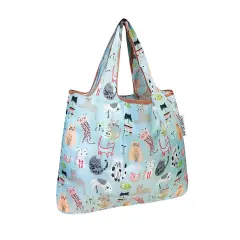 Wrapables Small Foldable Tote Nylon Reusable Grocery Bags Cool Cats