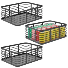 mDesign Metal Wire Food Organizer Storage Bin, 3 Pack
