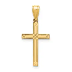 14K Yellow Gold Cross Charm Pendant Religious Jewerly 25mm x 12mm